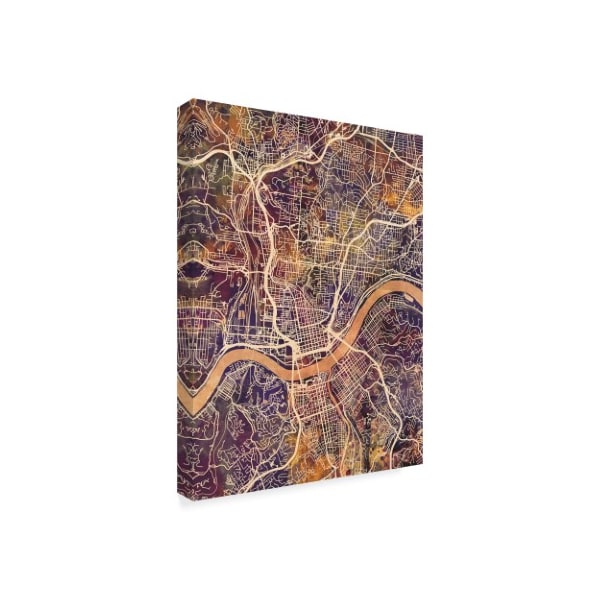 Michael Tompsett 'Cincinnati Ohio City Map Ii' Canvas Art,24x32